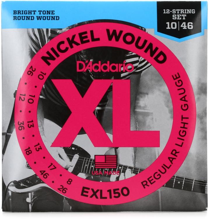 D'Addario XL Nickel Wound 12-String Electric, 10/46 Regular Light