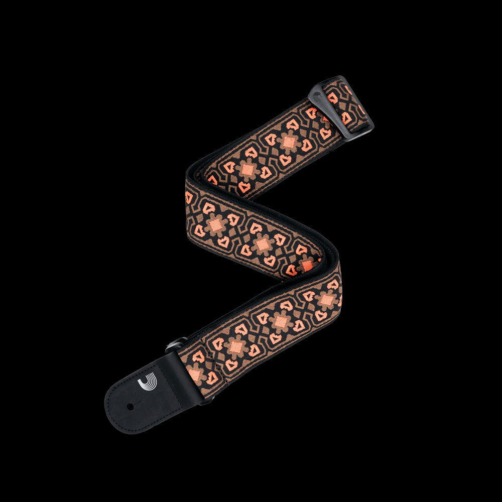 D'Addario Eco Guitar Strap - Red & Brown Woven