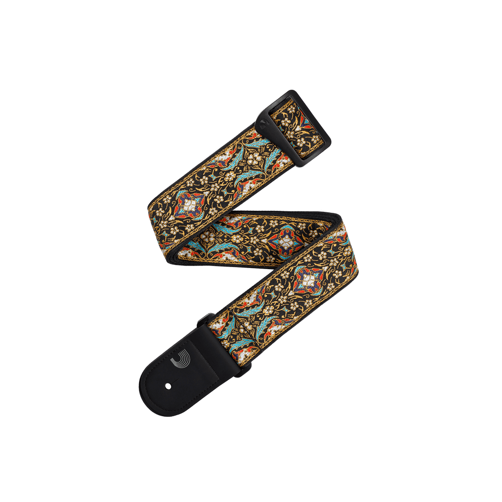 D'Addario Eco Persian Guitar Strap - Black & Gold